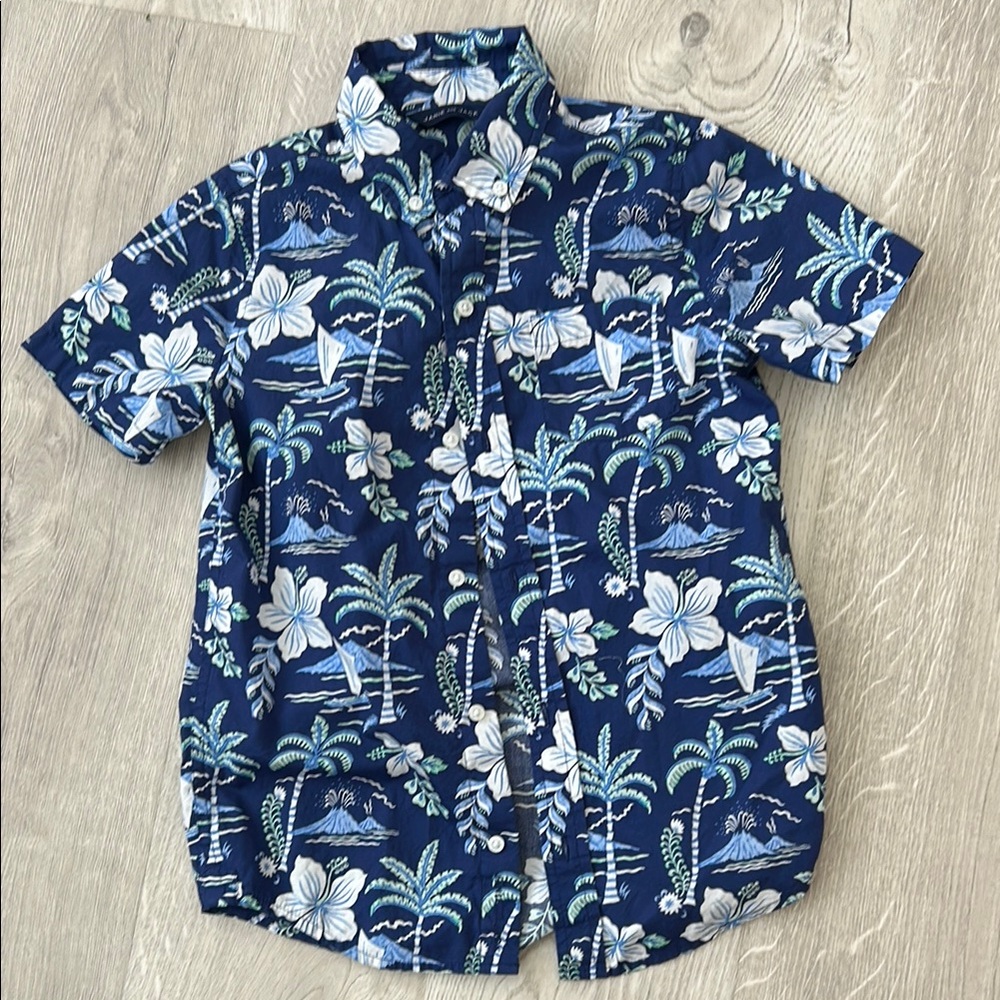 Janie and Jack Blue Tropical Button Down Shirt